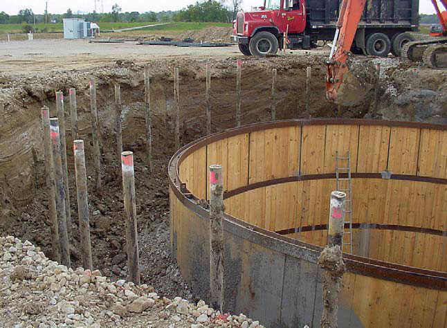 Freeze pipes installed around the perimeter of the shaft